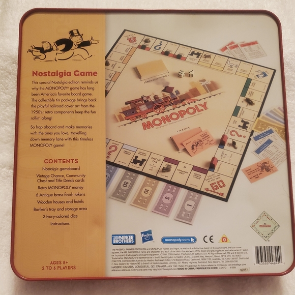 MONOPOLY Nostalgia Game Series Hasbro 2009 Rare Red Tin Box Complete Board Game - Picture 2 of 7
